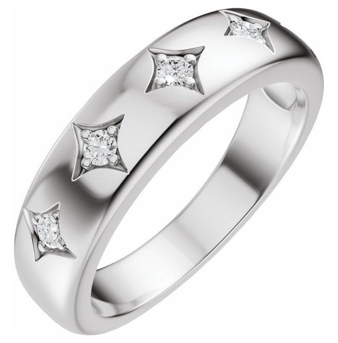 14K Yellow Or White Gold Round 1.7 Mm Polished 1/10 Ctw Natural Diamond Anniversary Band