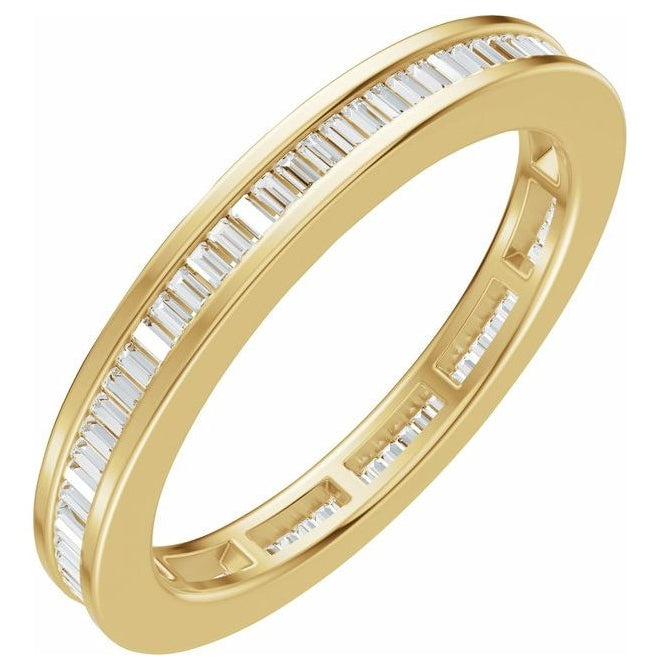 14K Yellow Or White Gold Straight Baguette 1.4 X .7 Mm Si, G-H  Polished Natural Diamond Eternity Band