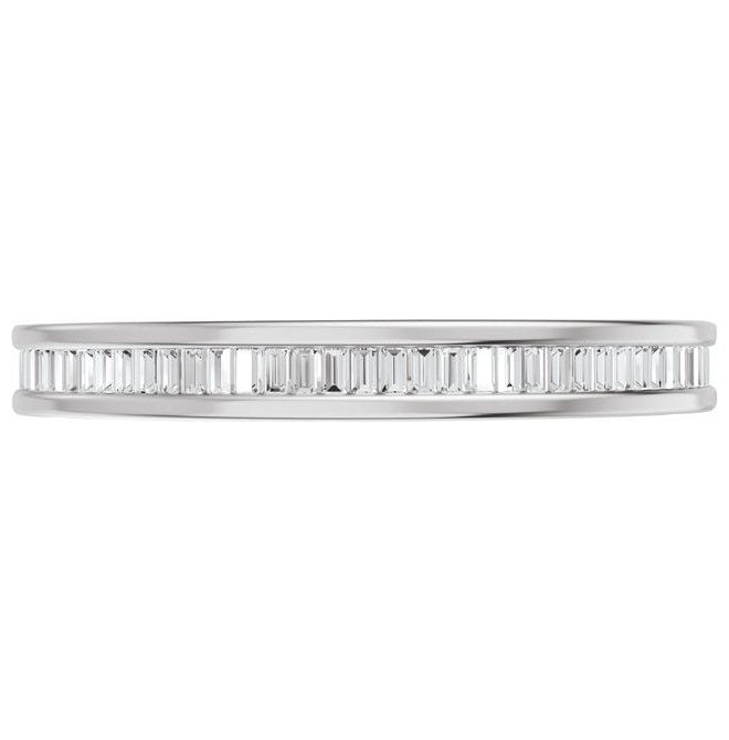 14K Yellow Or White Gold Straight Baguette 1.4 X .7 Mm Si, G-H  Polished Natural Diamond Eternity Band