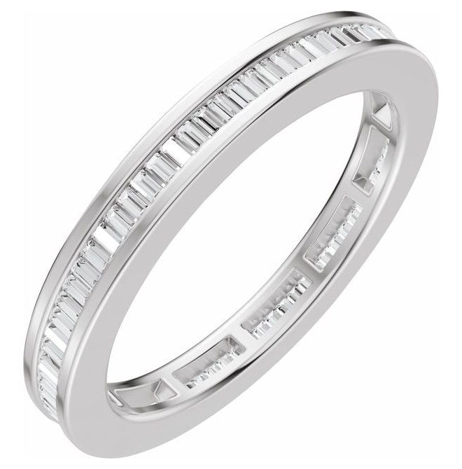 14K Yellow Or White Gold Straight Baguette 1.4 X .7 Mm Si, G-H  Polished Natural Diamond Eternity Band