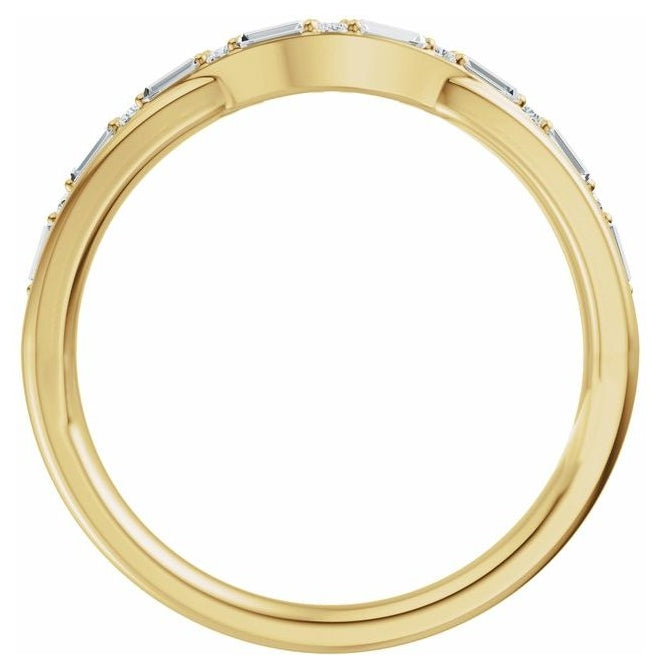 14K Yellow Or White Gold Straight Baguette 2.3 X 1.2 Mm Polished 1/2 Ctw Lab Grown Diamond Contour Band