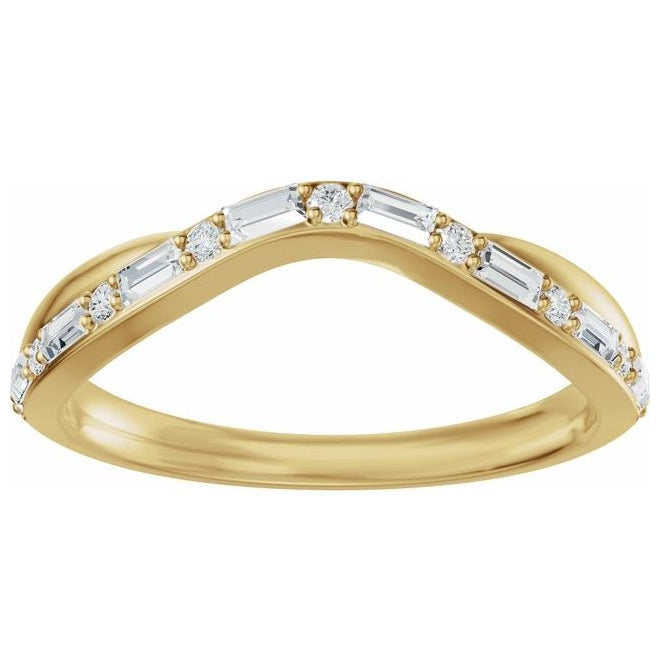 14K Yellow Or White Gold Straight Baguette 2.3 X 1.2 Mm Polished 1/2 Ctw Lab Grown Diamond Contour Band
