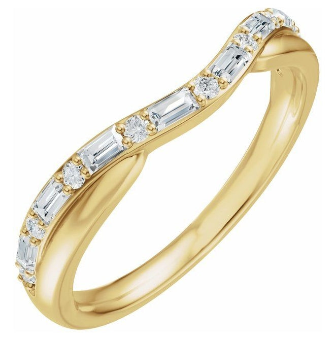 14K Yellow Or White Gold Straight Baguette 2.3 X 1.2 Mm Polished 1/2 Ctw Lab Grown Diamond Contour Band