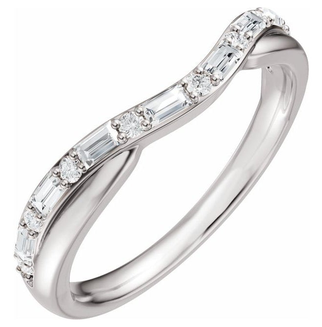 14K Yellow Or White Gold Straight Baguette 2.3 X 1.2 Mm Polished 1/2 Ctw Lab Grown Diamond Contour Band