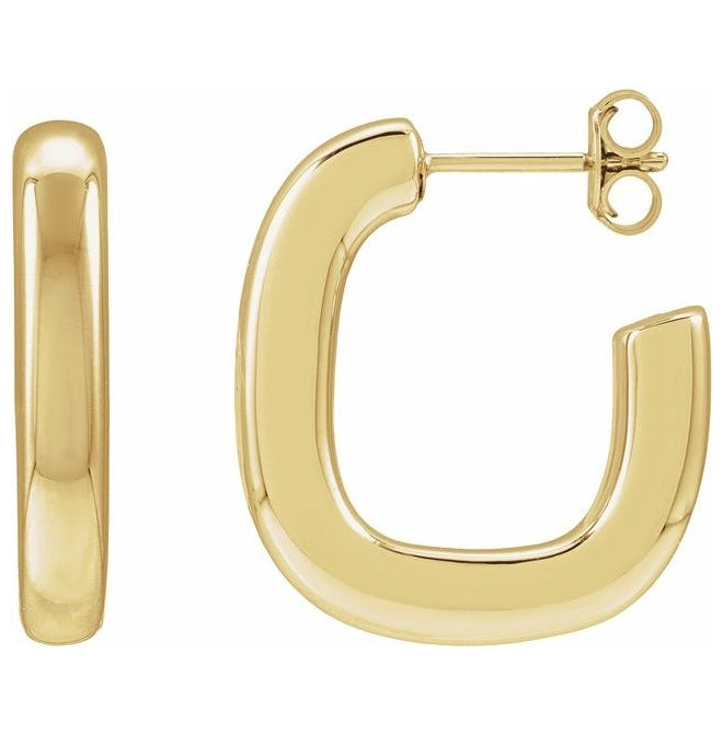 14K Yellow Gold Electroform Puffed 22 mm Hoop Earrings