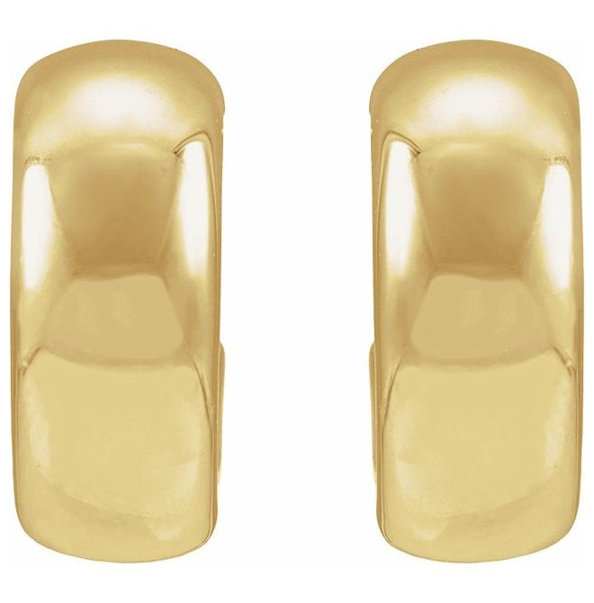 14K Yellow Gold Pair Friction Backs Polished Electroform Puffed Hoop Earrings