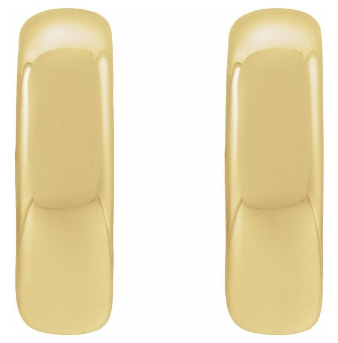14K Yellow Gold Pair Friction Backs Polished Electroform Puffed Hoop Earrings