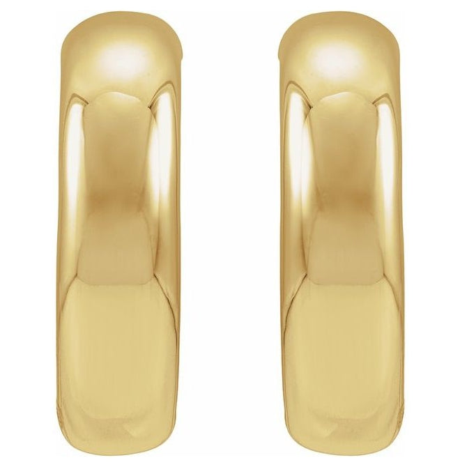 14K Yellow Gold Pair Friction Backs Polished Electroform Puffed Hoop Earrings