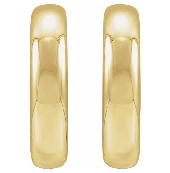 14K Yellow Gold Pair Friction Backs Polished Electroform Puffed Hoop Earrings