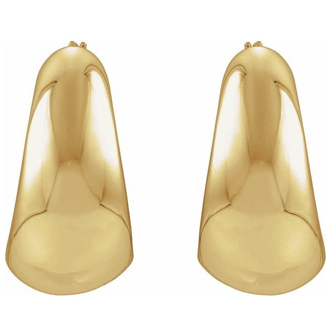 14K Yellow Gold Electroform Puffed 25 mm Hoop Earrings