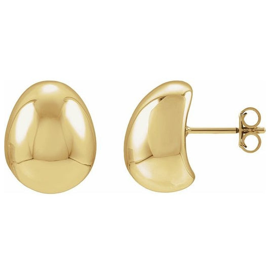 14K Yellow Gold Electroform Puffed Ball Stud Earrings