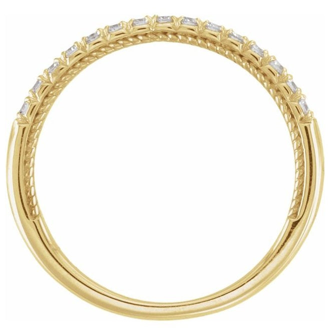 14K Yellow Gold Round 1.5 Mm Polished 1/5 Ctw Lab-Grown Diamond Anniversary Band Size 7