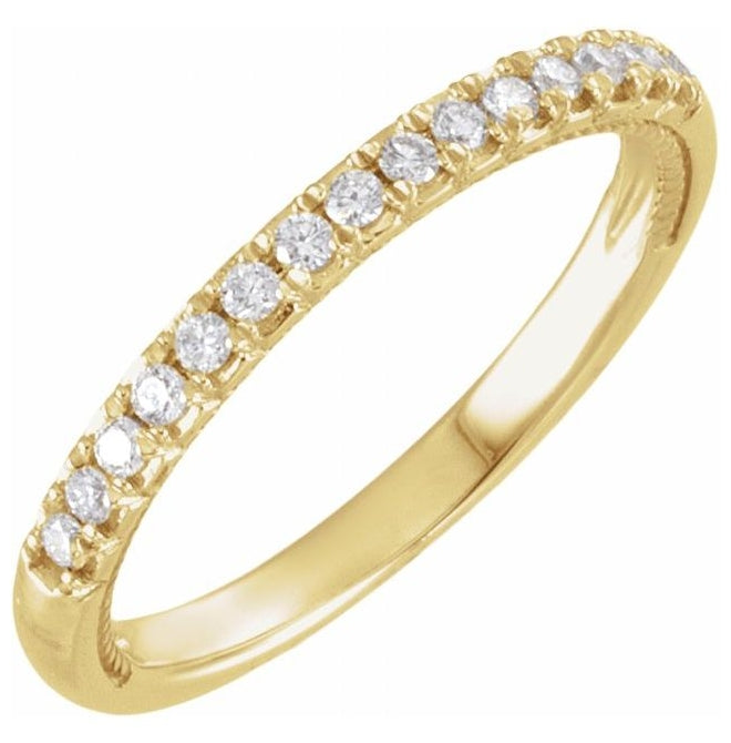 14K Yellow Gold Or Two-Tone Gold-Plated Round 1.5 Mm Polished 1/5 Ctw Natural Diamond Anniversary Band