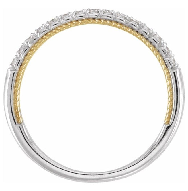 14K Yellow Gold Or Two-Tone Gold-Plated Round 1.5 Mm Polished 1/5 Ctw Natural Diamond Anniversary Band