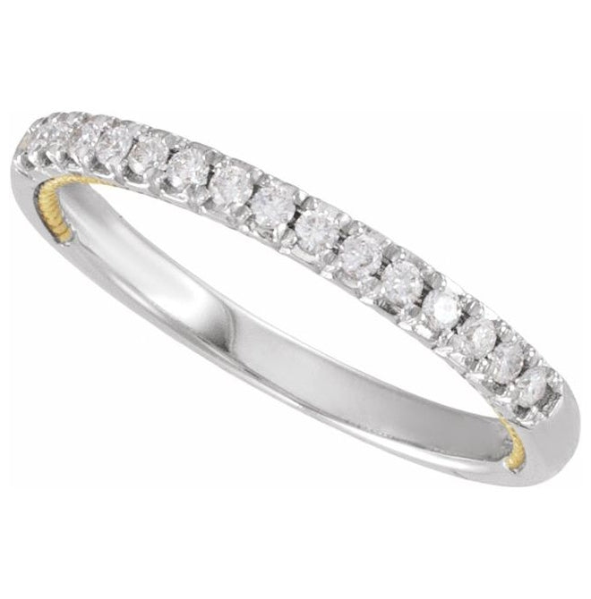 14K Yellow Gold Or Two-Tone Gold-Plated Round 1.5 Mm Polished 1/5 Ctw Natural Diamond Anniversary Band