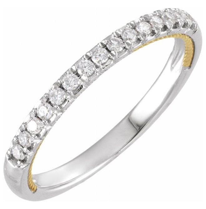 14K Yellow Gold Or Two-Tone Gold-Plated Round 1.5 Mm Polished 1/5 Ctw Natural Diamond Anniversary Band
