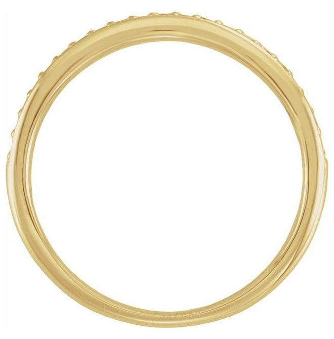 14K Yellow Gold Round 1.2 Mm Polished 1/6 Ctw Lab-Grown Diamond Anniversary Band Size 7