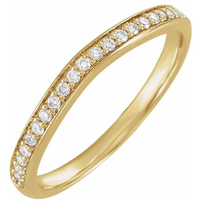 14K Yellow Gold Round 1.2 Mm Polished 1/6 Ctw Lab-Grown Diamond Anniversary Band Size 7