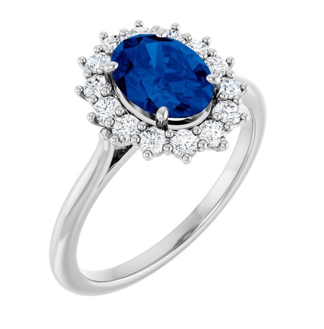 14K Yellow Or White Gold Oval Polished Lab-Grown Gem And 1/3 Ctw Lab-Grown Diamond Ring