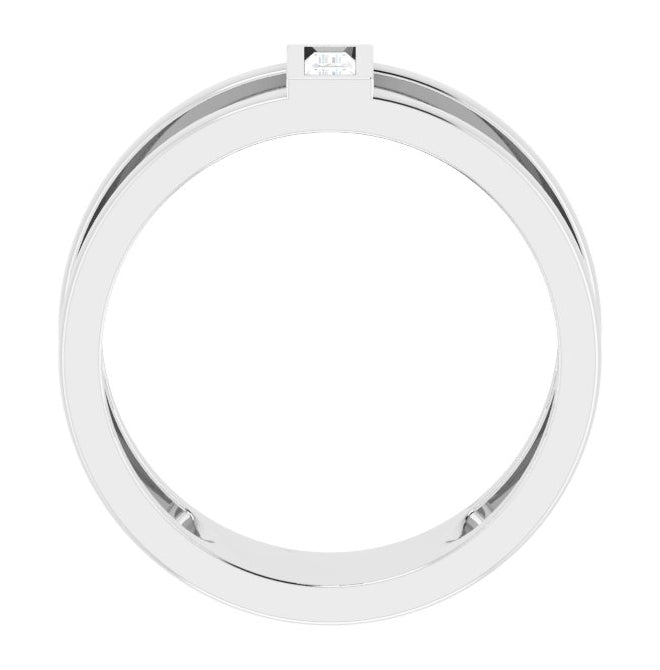 14K White Gold Straight Baguette 4 X 2 Mm Polished 1/4 Ctw Natural Diamond Negative Space Ring Size 7