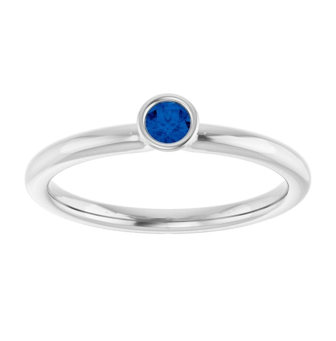 14K Yellow Gold Or Sterling Silver Round 3 Mm Polished Natural Gem Stackable Ring