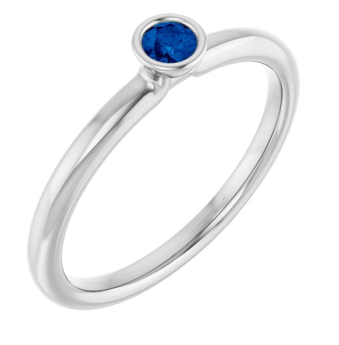 14K Yellow Gold Or Sterling Silver Round 3 Mm Polished Natural Gem Stackable Ring