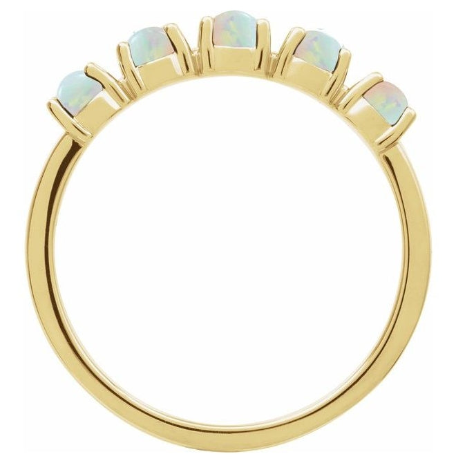 14K Yellow Gold Or Sterling Silver Round 3 Mm Polished Natural Gem Cabochon Stackable Ring