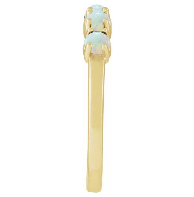 14K Yellow Gold Or Sterling Silver Round 3 Mm Polished Natural Gem Cabochon Stackable Ring