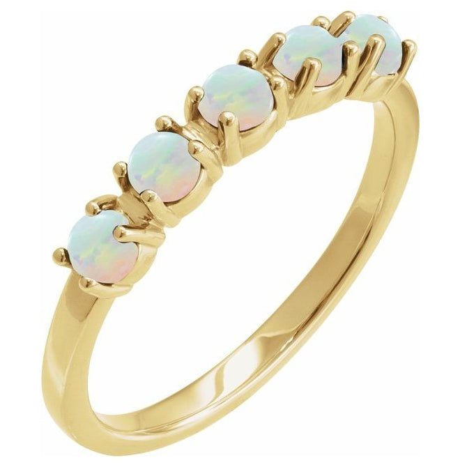 14K Yellow Gold Or Sterling Silver Round 3 Mm Polished Natural Gem Cabochon Stackable Ring