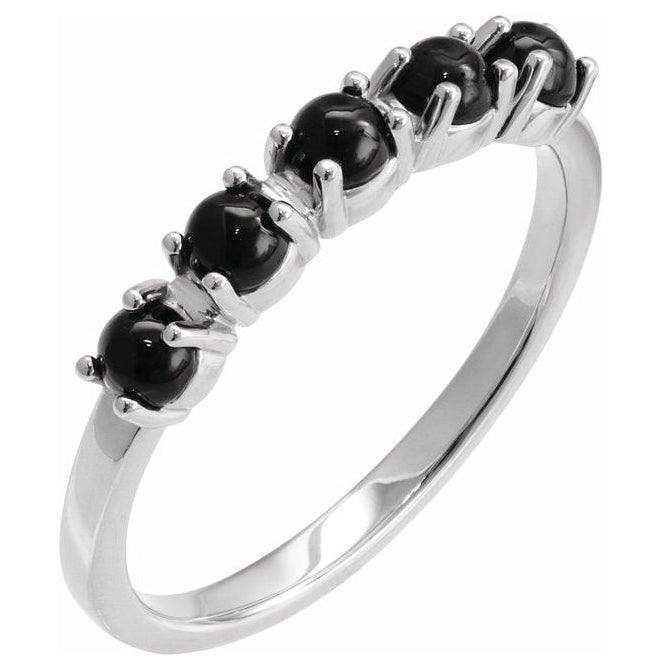14K Yellow Gold Or Sterling Silver Round 3 Mm Polished Natural Gem Cabochon Stackable Ring