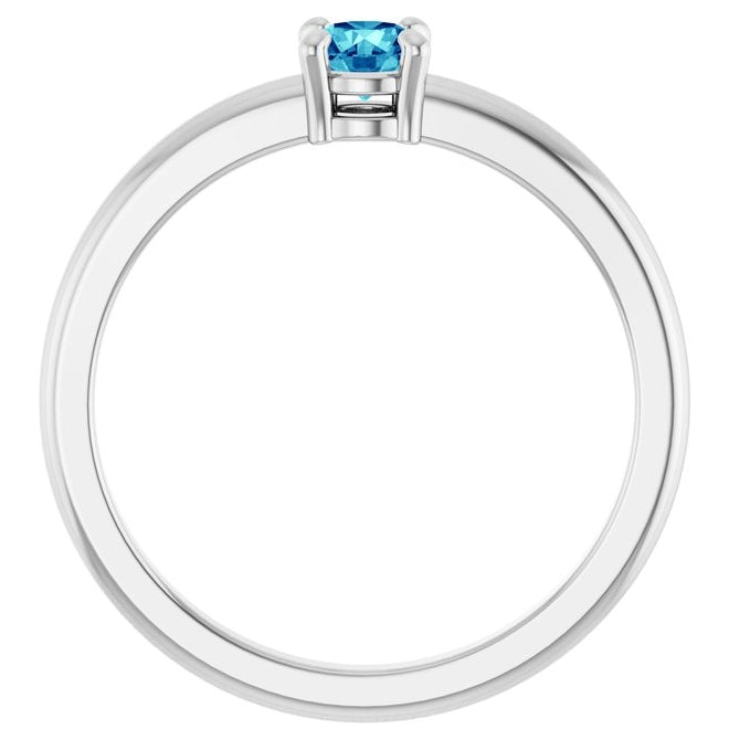 14K Yellow Or White Gold Or Sterling Silver Round 4 Mm Polished Natural Solitaire Ring