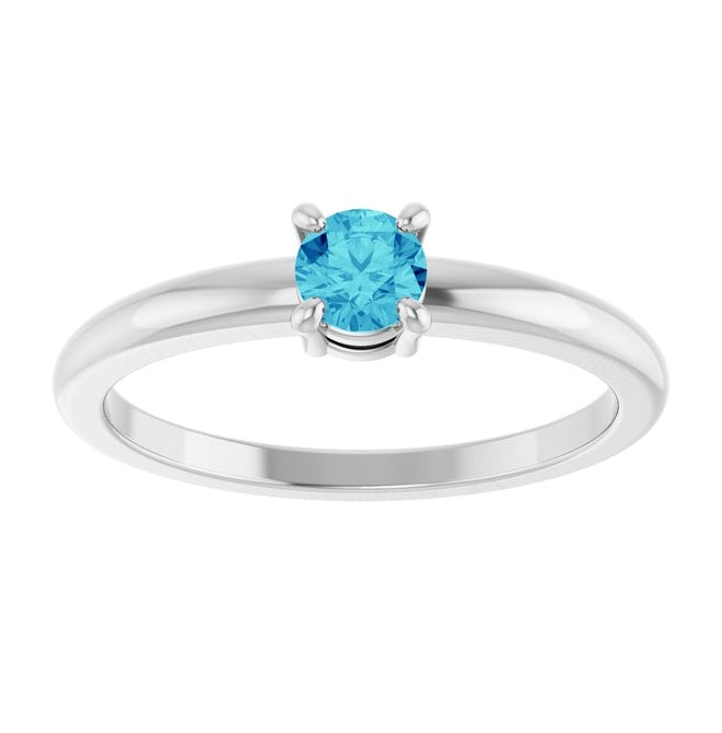 14K Yellow Or White Gold Or Sterling Silver Round 4 Mm Polished Natural Solitaire Ring