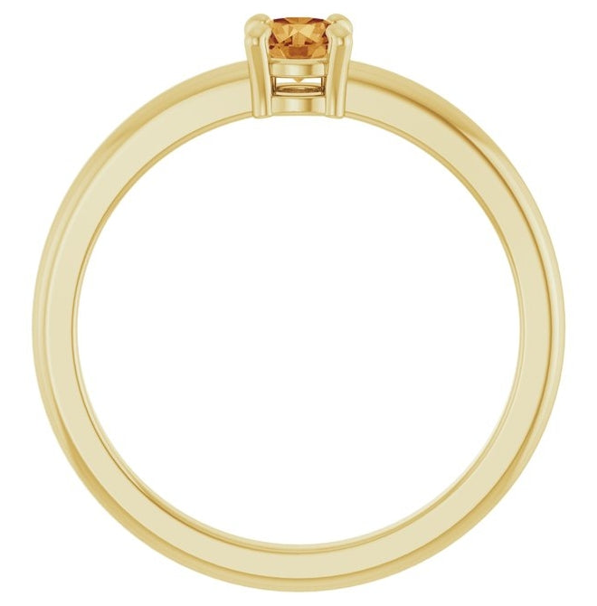 14K Yellow Or White Gold Or Sterling Silver Round 4 Mm Polished Natural Solitaire Ring