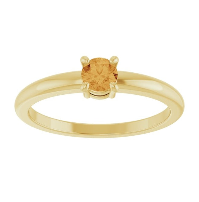 14K Yellow Or White Gold Or Sterling Silver Round 4 Mm Polished Natural Solitaire Ring