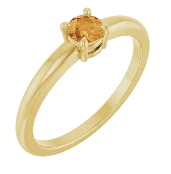 14K Yellow Or White Gold Or Sterling Silver Round 4 Mm Polished Natural Solitaire Ring