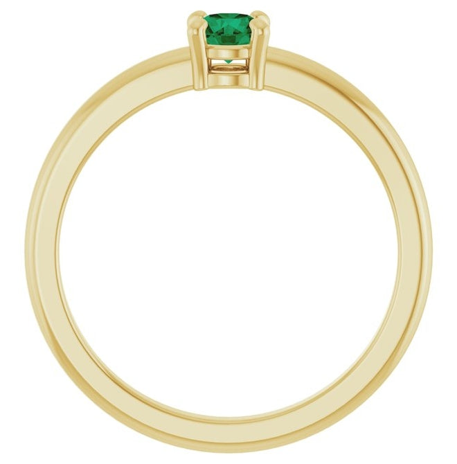 14K Yellow Or White Gold Or Sterling Silver Round 4 Mm Polished Natural Solitaire Ring
