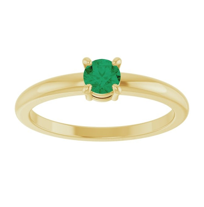 14K Yellow Or White Gold Or Sterling Silver Round 4 Mm Polished Natural Solitaire Ring