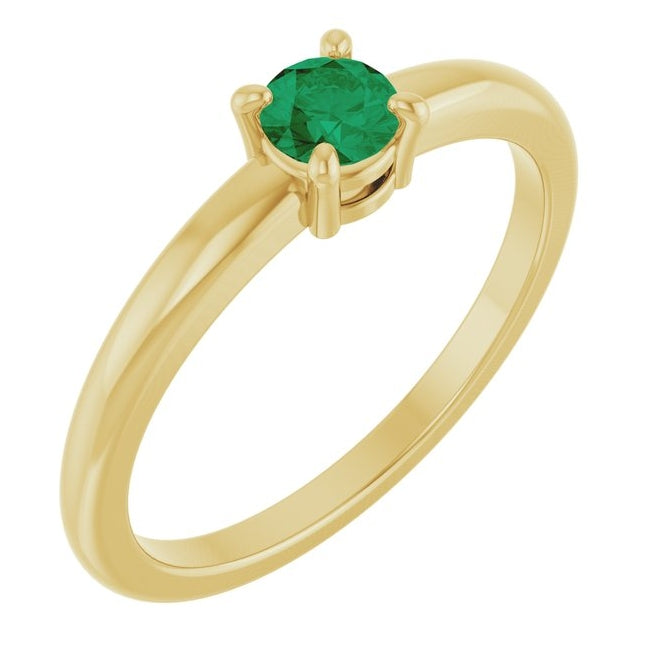 14K Yellow Or White Gold Or Sterling Silver Round 4 Mm Polished Natural Solitaire Ring