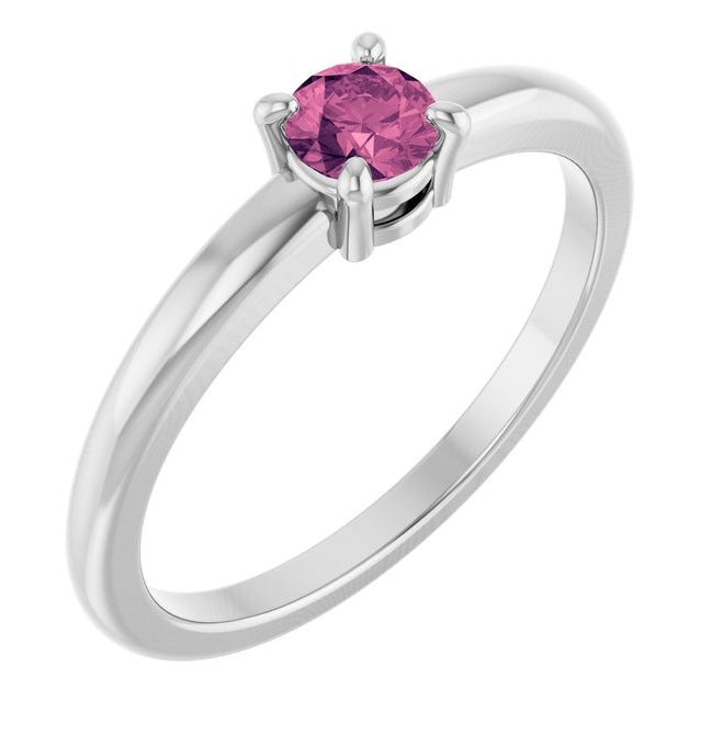 14K Yellow Or White Gold Or Sterling Silver Round 4 Mm Polished Natural Solitaire Ring
