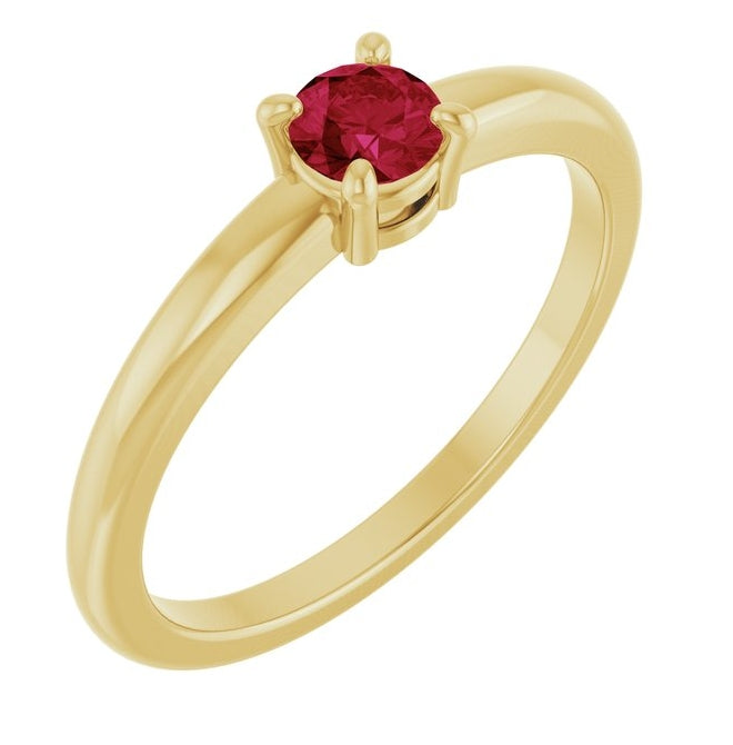 14K Yellow Or White Gold Or Sterling Silver Round 4 Mm Polished Natural Solitaire Ring