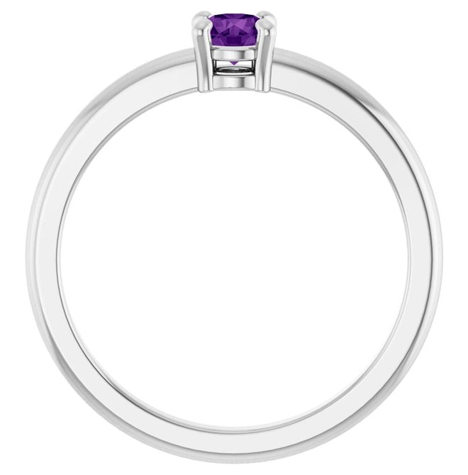 14K Yellow Or White Gold Or Sterling Silver Round 4 Mm Polished Natural Solitaire Ring