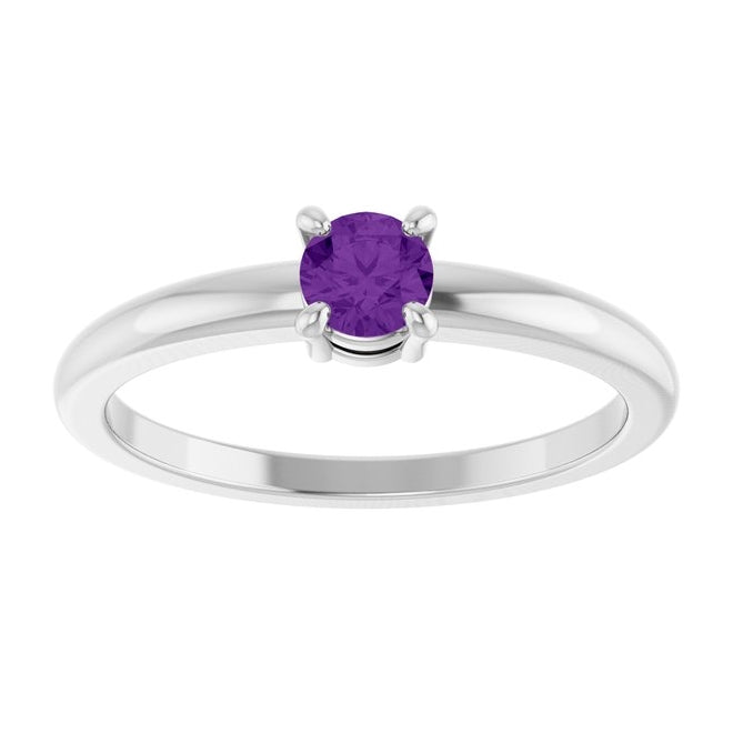 14K Yellow Or White Gold Or Sterling Silver Round 4 Mm Polished Natural Solitaire Ring