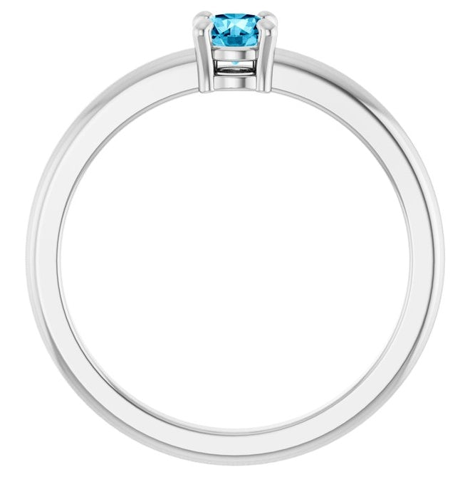 14K Yellow Or White Gold Or Sterling Silver Round 4 Mm Polished Natural Solitaire Ring