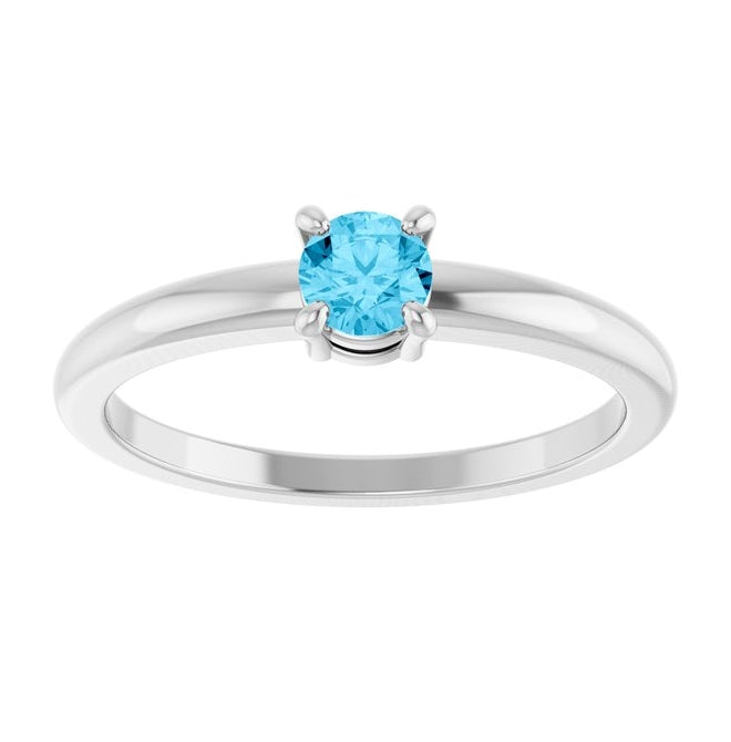 14K Yellow Or White Gold Or Sterling Silver Round 4 Mm Polished Natural Solitaire Ring