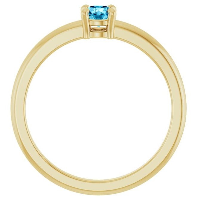 14K Yellow Or White Gold Or Sterling Silver Round 4 Mm Polished Natural Solitaire Ring