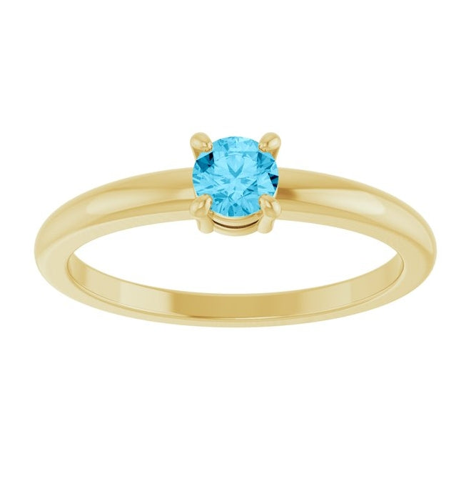 14K Yellow Or White Gold Or Sterling Silver Round 4 Mm Polished Natural Solitaire Ring