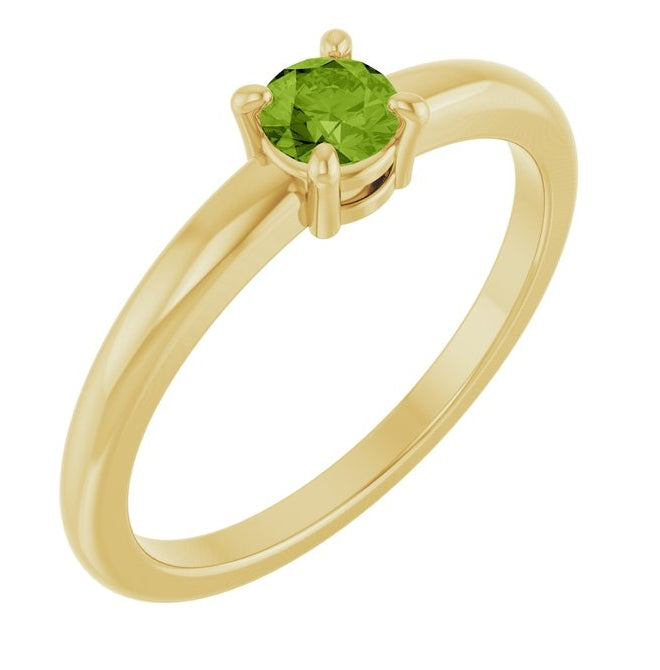 14K Yellow Or White Gold Or Sterling Silver Round 4 Mm Polished Natural Solitaire Ring