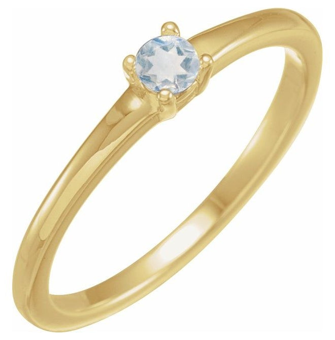 14K Yellow Or White Gold Or Sterling Silver Round 4 Mm Polished Natural Solitaire Ring