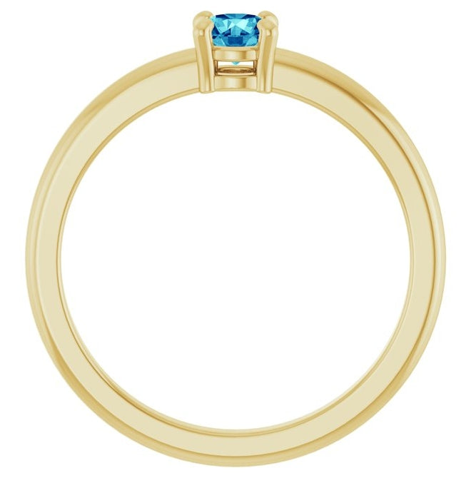 14K Yellow Or White Gold Or Sterling Silver Round 4 Mm Polished Natural Solitaire Ring