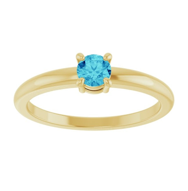 14K Yellow Or White Gold Or Sterling Silver Round 4 Mm Polished Natural Solitaire Ring